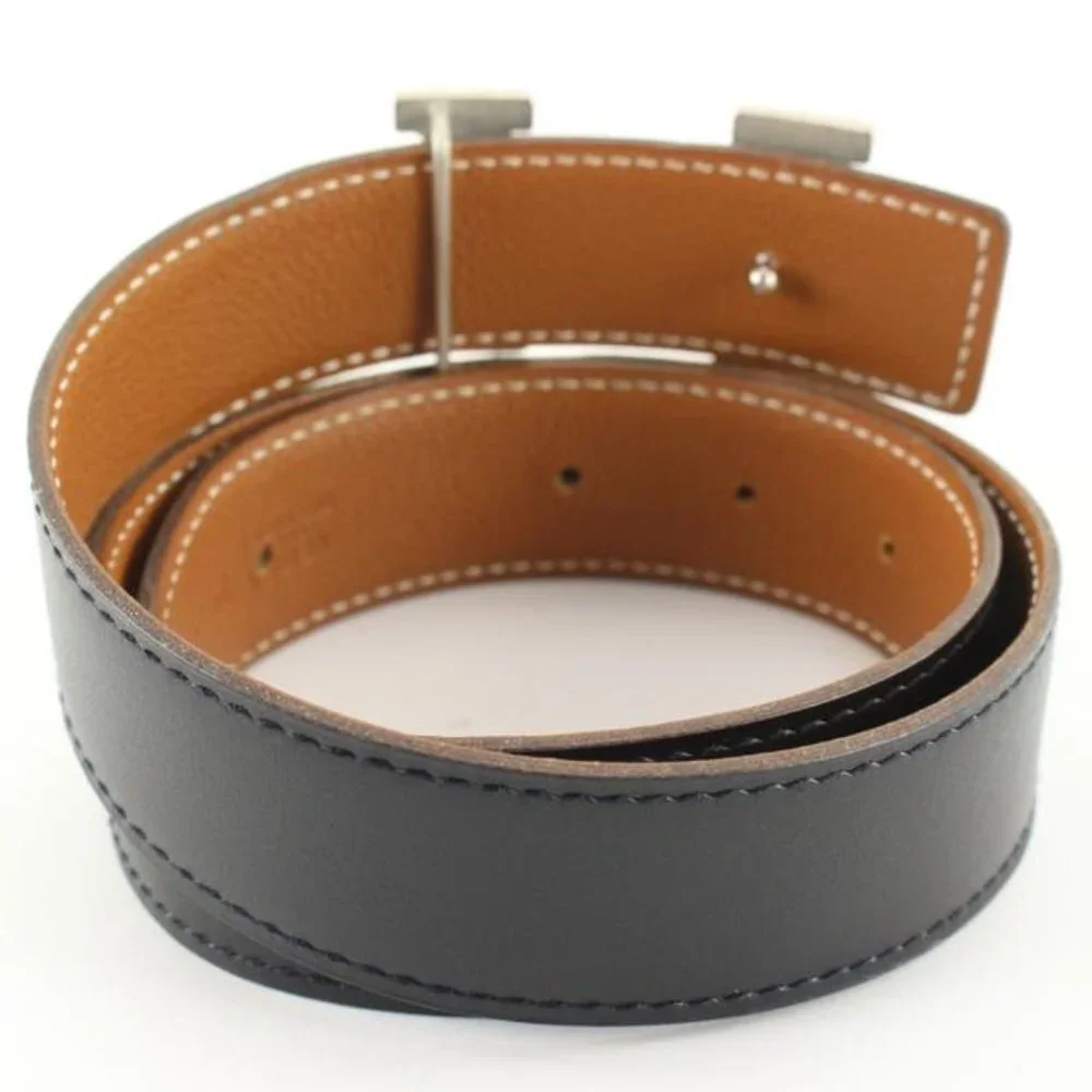 Hermès 32mm Martelee Reversible H Logo Belt Hammered Buckle 85h629s